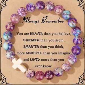 Cross Beaded Bracelet inspirational bracelet with card